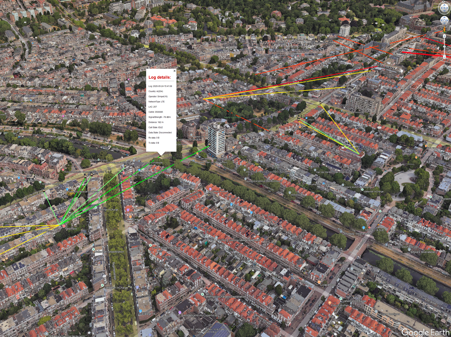 Google Earth view of CNA network logging