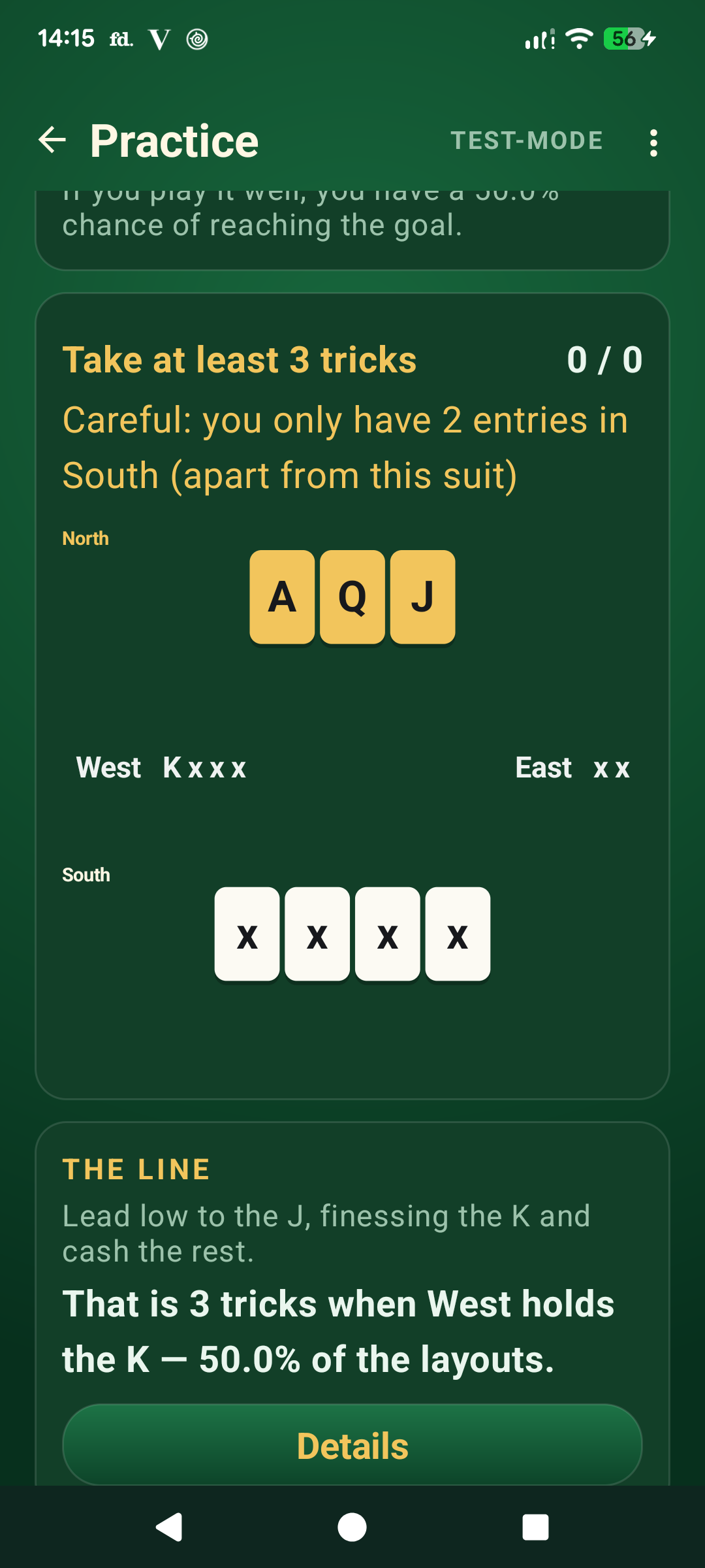 SmartBridge card table with the North and South hands