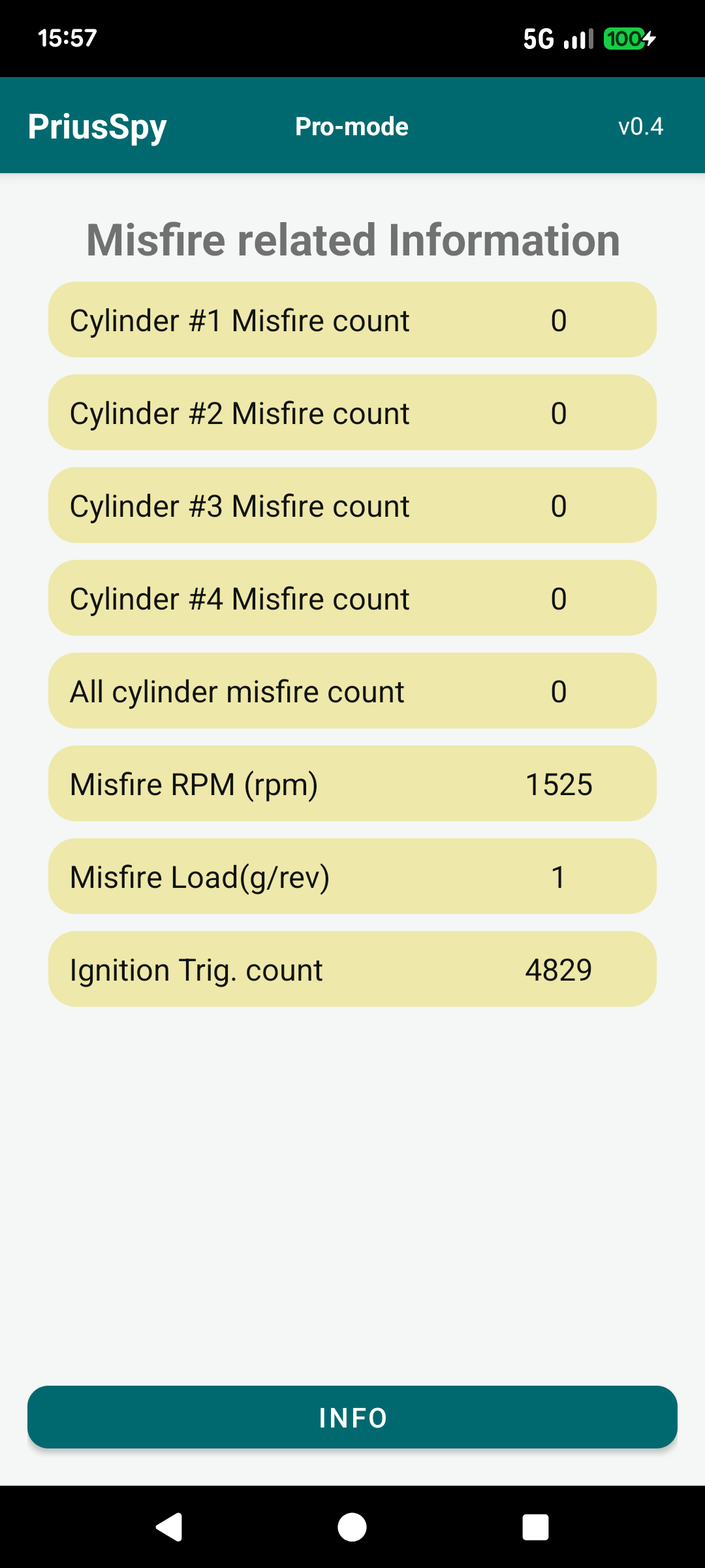 Engine Misfire screen