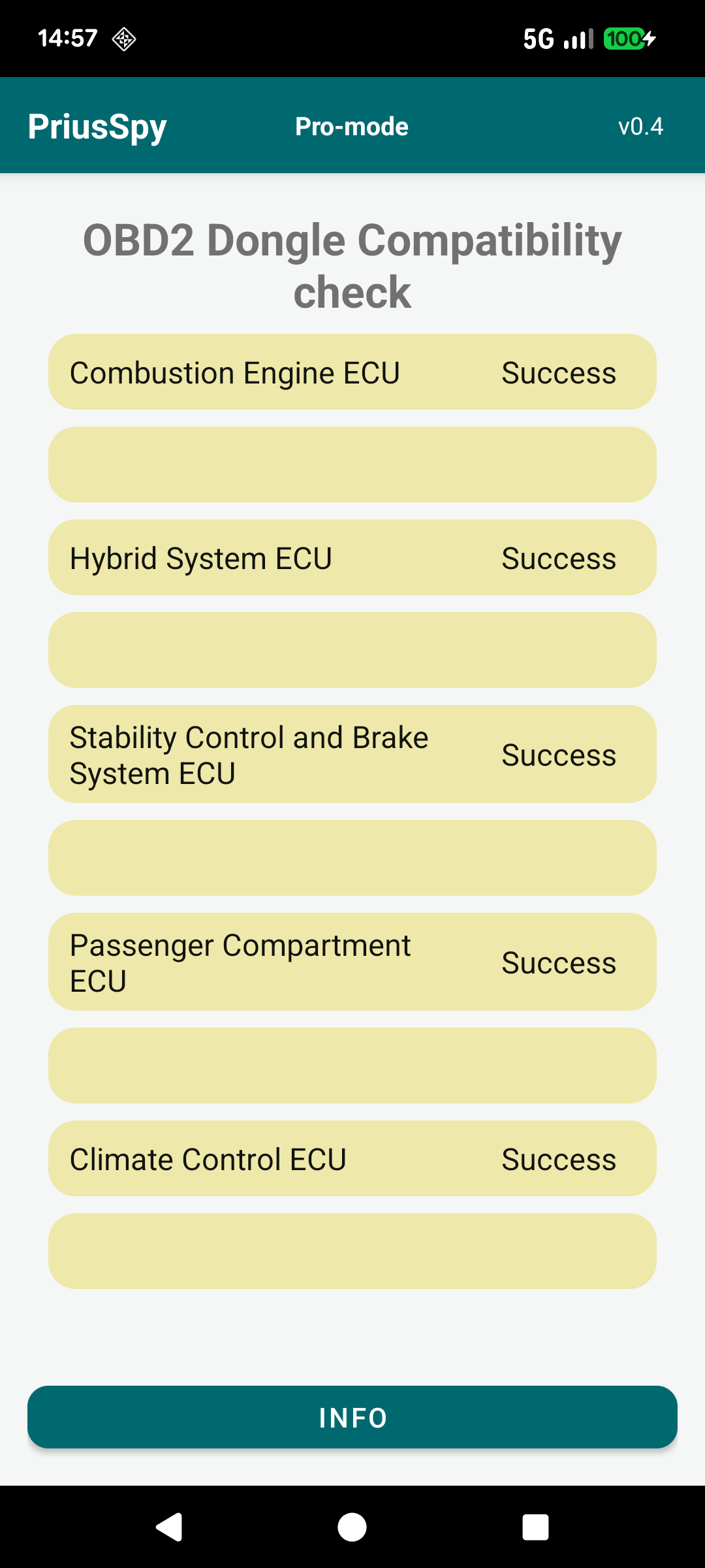 OBD2 dongle compatibility check screen