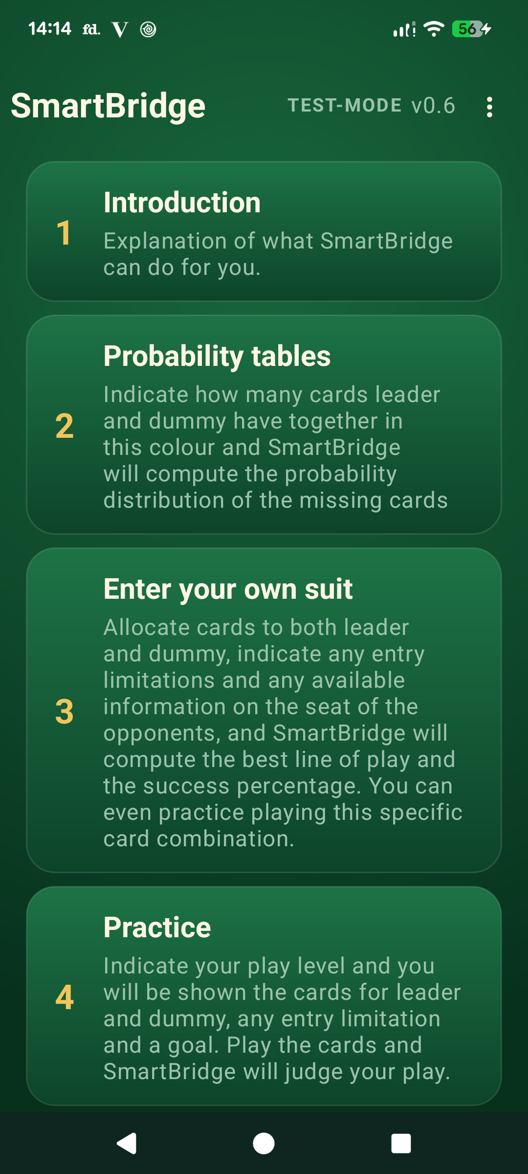SmartBridge main screen